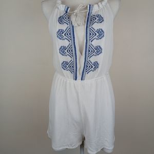 White Embroidery Romper Shorts